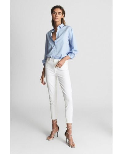 PAIGE Hoxton - Cropped Skinny Jeans, White - Blue