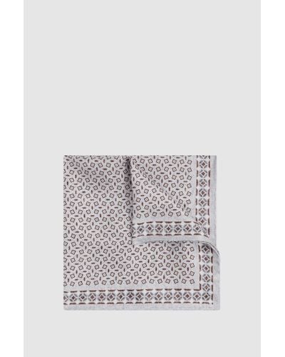 Reiss Nicolo - Soft Ice Silk Floral Print Pocket Square - Grey