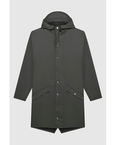 Rains Longline Hooded Jacket - Black