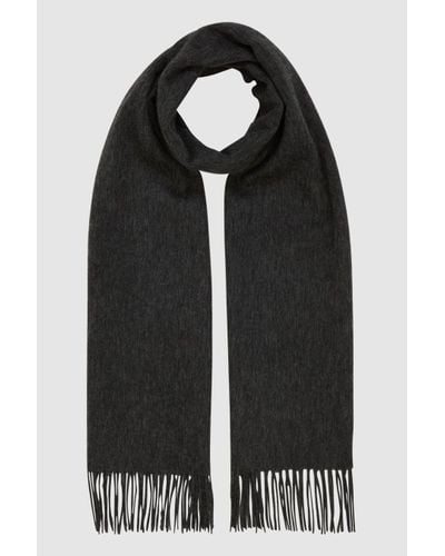 Reiss Picton - Charcoal Cashmere Blend Scarf, One - Black