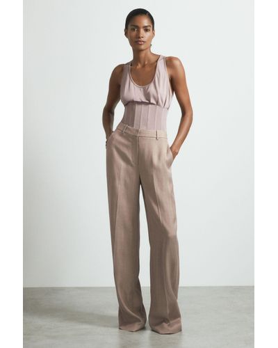 ATELIER Tailored Wide Leg Suit Trousers - Pink