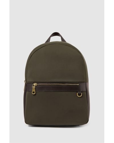Reiss Drew Neoprene Zipped Backpack - Khaki Plain - Green