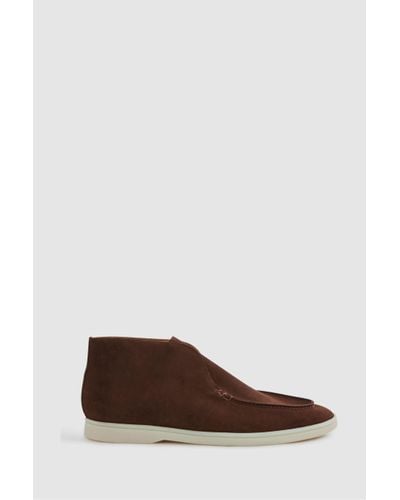 Reiss Mid - Brown Kason Mid Suede Slip-on Boots, Uk 8 Eu 42