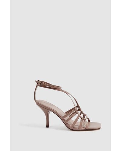Reiss Eva Taupe Strappy Heels - Brown Leather Plain