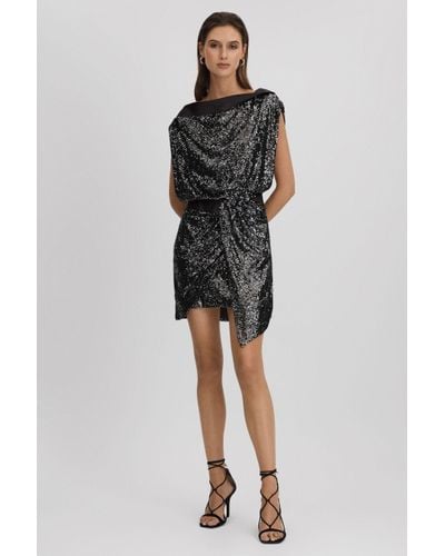 Halston Sequin Mini Dress - Black