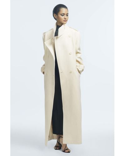 Reiss Taylor - Atelier Oversized Wool Double Breasted Long Coat - White