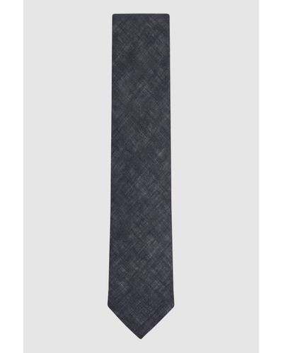 Reiss Lazzaro - Navy Linen Tie, One - Blue