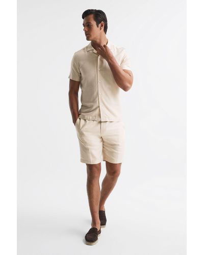 Reiss Payne - Stone Casual Linen Shorts, M - Multicolour