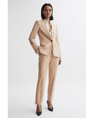 Reiss Ember - Camel Tailored Single Breasted Blazer, Us 8 - Natural