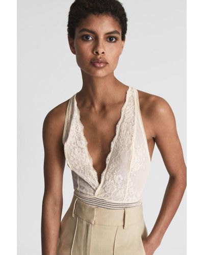Reiss Candy - Ivory Candy Sleeveless Lace Body - Natural