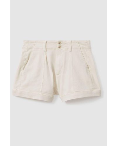 PAIGE High Rise Shorts With Turned-up Hems - Natural
