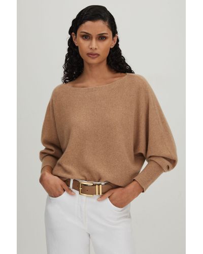 Crush Collection Cashmere Batwing Jumper - Brown