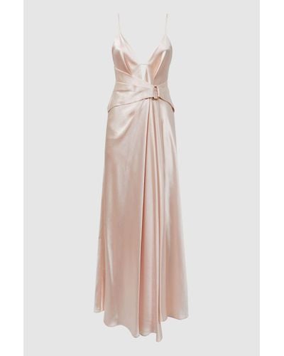 Acler Exton - Plunge Neck Maxi Dress, Pearl Pink - Multicolour