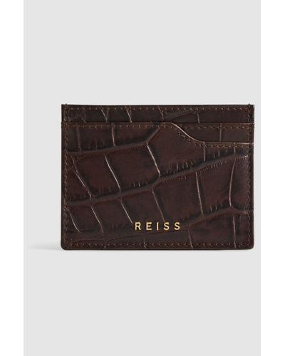 Reiss Cabot - Chocolate Leather Card Holder - Brown