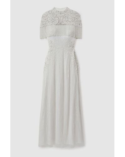 Raishma Embellished Removable Bolero Maxi Dress - White