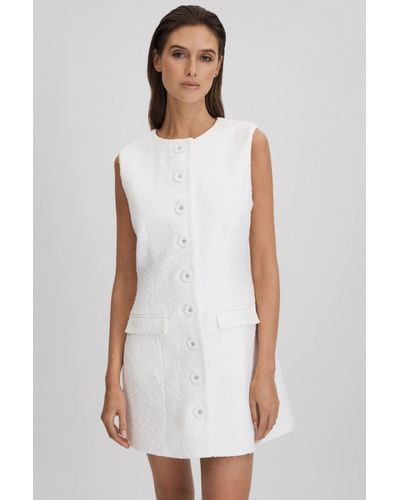 Anna Quan Boucle Button-through Mini Dress - White