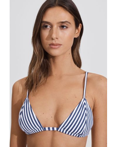 FELLA SWIM Fella Striped Triangle Bikini Top - Blue