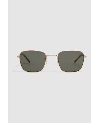 PAIGE Harper - Square Metal Frame Sunglasses, Gold - Metallic