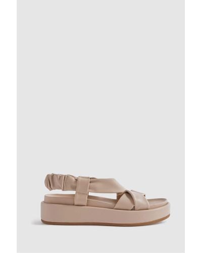 Reiss Melanie - Nude Chunky Platform Leather Sandals, Uk 7 Eu 40 - Pink