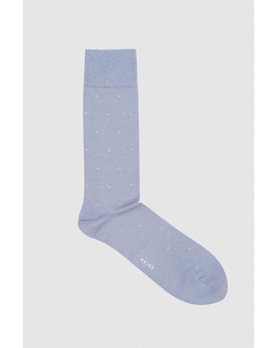 Reiss Mario - Soft Blue Polka Dot Socks, One