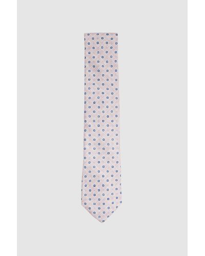 Reiss Basilica - Soft Rose Silk Floral Print Tie, One - White