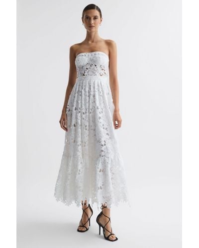 LEO LIN Bustier Lace Midi Dress - White