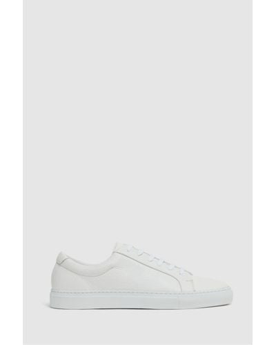 Reiss Tumbled - White Luca Tumbled Tumbled Leather Trainers, Us 9