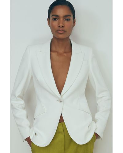 ATELIER Slim Fit Suit Blazer - White