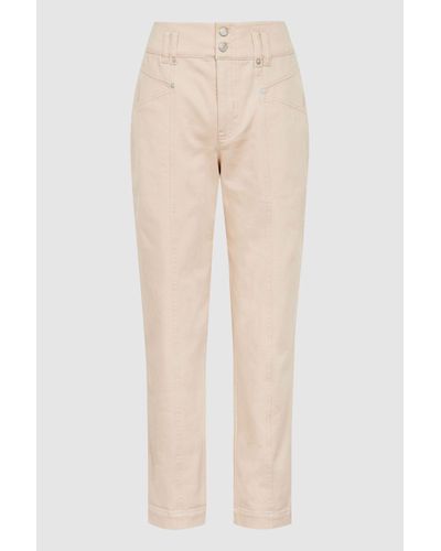 Reiss Baxter - Pink Relaxed Tapered Fit Trousers, Us 10 - Natural
