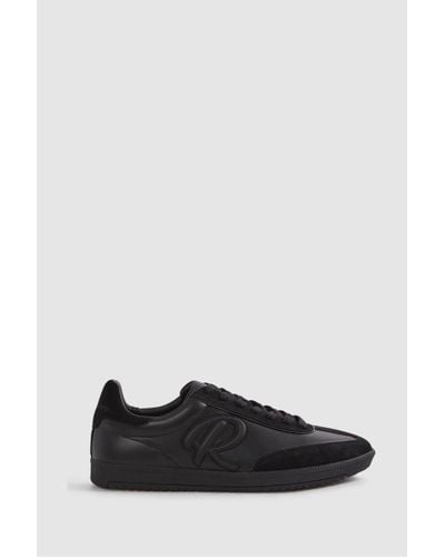 Reiss Alba - Black Leather-suede Low Trainers