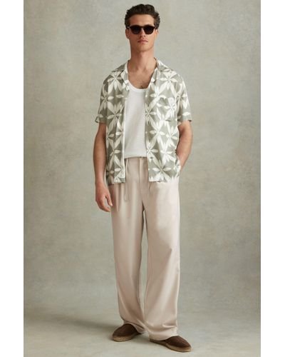 Reiss Arden - Stone Relaxed Twill Drawstring Trousers - Natural