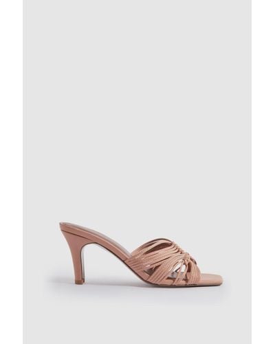 Reiss Harriet - Blush Leather Knot Detail Mules - Pink