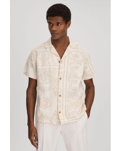 Les Deux Les Ramie-cotton Cuban Collar Shirt - Natural