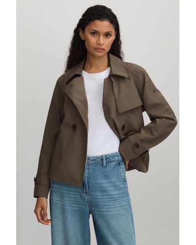 Scandinavian Edition Cropped Trench Coat - Brown