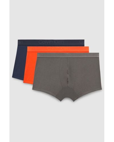 Calvin Klein Calvin Underwear Three Pack Low Rise Trunks - Grey