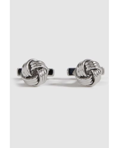 Reiss Callum - Silver Knot Cufflinks - Metallic