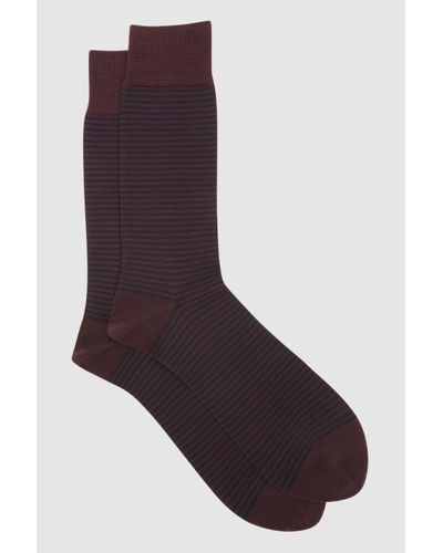 Reiss Stripe - Bordeaux Mario Stripe Striped Socks, M/l - Purple