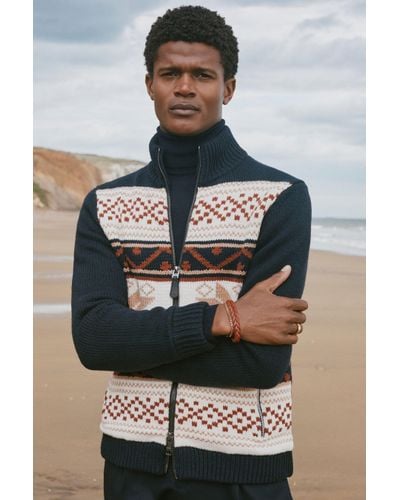 Reiss Holden - Multi Fairisle Knitted Zip-through Cardigan, L - Multicolour