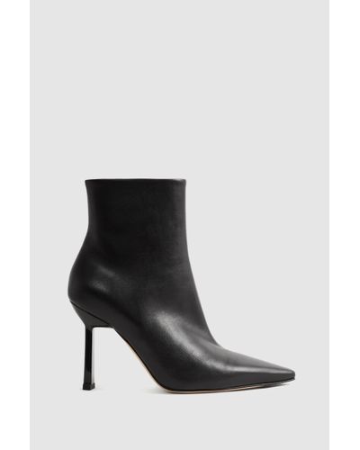 Reiss Scarlett - Black Atelier Italian Leather Heeled Ankle Boots