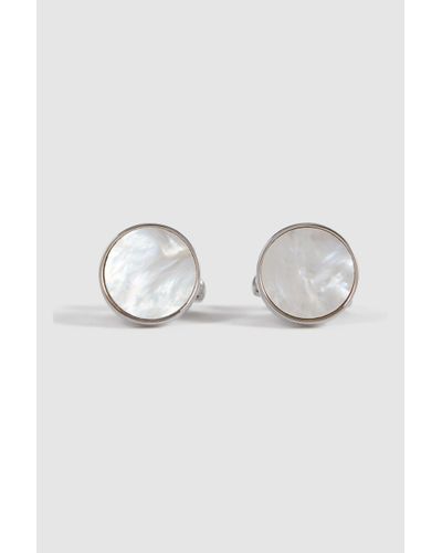 Reiss Ardley - Silver/mop Round Mother Of Pearl Cufflinks - Multicolour