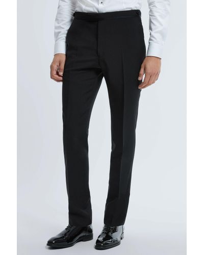 ATELIER Wool Blend Slim Fit Tuxedo Trousers - Black
