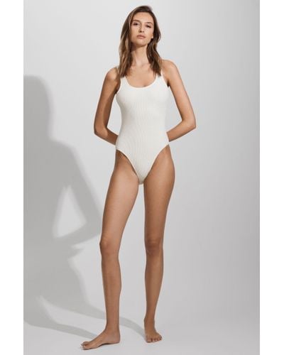 GOOD AMERICAN Cloud White Always Fits Textured Swimsuit