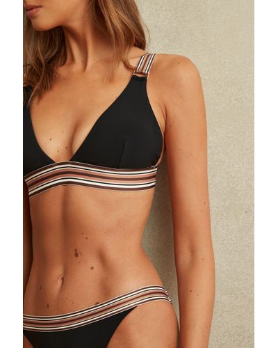 Reiss Yve - Black/brown Striped Strap Bikini Top - Multicolour