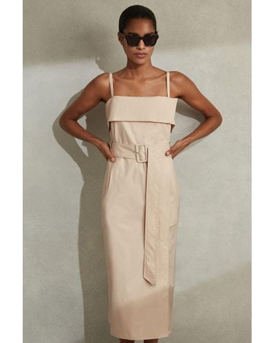 Reiss Dhalia - Stone Cargo Belted Midi Dress, Us 8 - Natural