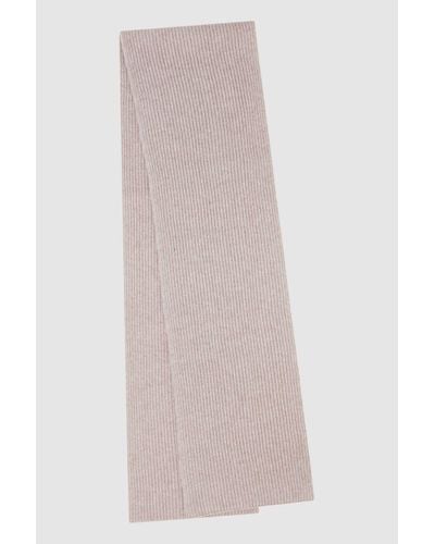 Reiss Alderny - Oatmeal Melange Cashmere Ribbed Scarf, One - Multicolour