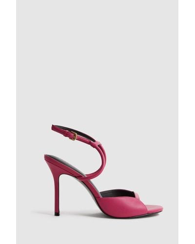 Reiss Harper - Bright Pink Leather Strappy Heels, Uk 5 Eu 38