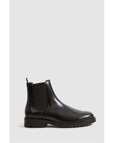 Reiss Chiltern - Black Leather Chelsea Boots, Us 12