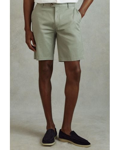 Reiss Wicket - Pistachio Modern Fit Cotton Blend Chino Shorts, 32 - Green