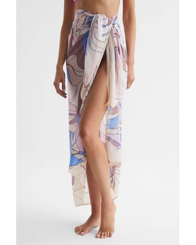 Reiss Anika - Multi Abstract Printed Sarong, One - Blue