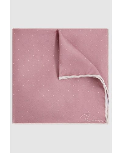 Reiss Liam - Pink Polka Dot Silk Pocket Square